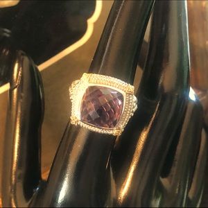 Gabriel&CO cushion cut Amethyst and Sterling Silver with 18K